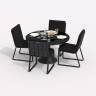 Обеденная группа DIVA GIRA  каркас карбон / стол стекло диа 110 / ткань черная