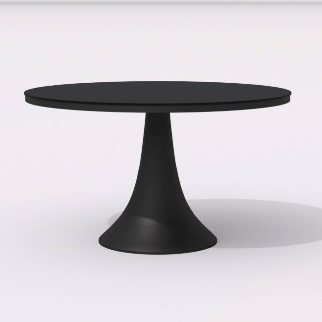 Обеденная группа DIVA GIRA  каркас карбон / стол стекло диа 110 / ткань черная