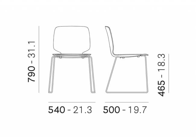 Стул пластиковый на полозьях Babila белый 540х500х800 мм