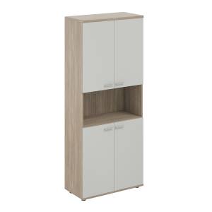 SG.841.OD.SH.SH / Шкаф высокий с нишей 800х400х1955, 4-х дв, з.ст HDF / корпус: дуб темный; фасады: серый бархат
