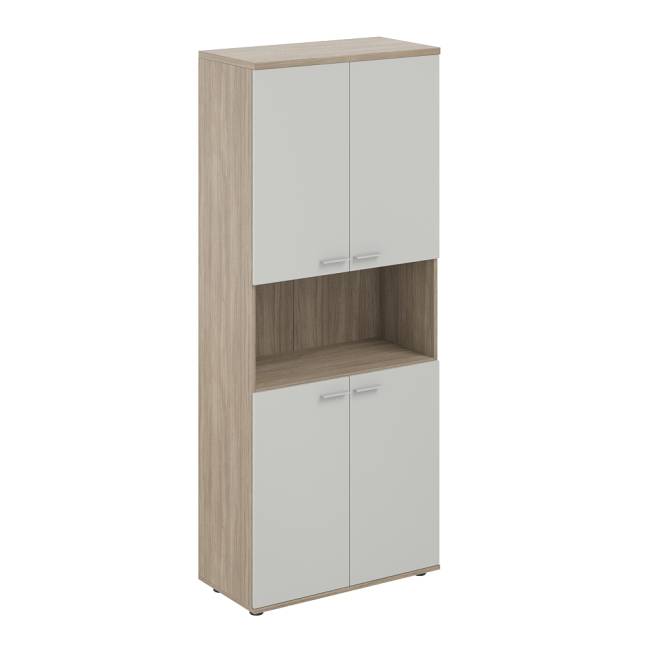 SG.841.OD.SH.SH / Шкаф высокий с нишей 800х400х1955, 4-х дв, з.ст HDF / корпус: дуб темный; фасады: серый бархат