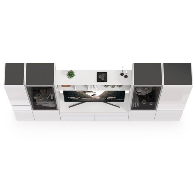 Широкая гостиная Сидней № 28 цвет белый/чёрный/фасады МДФ белый глянец Широкая гостиная Сидней № 28 цвет белый/чёрный/фасады МДФ белый глянец