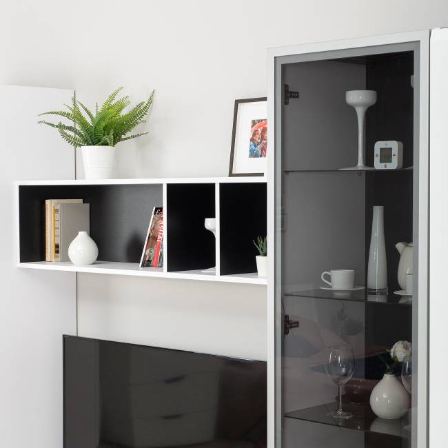 Широкая гостиная Сидней № 28 цвет белый/чёрный/фасады МДФ белый глянец Широкая гостиная Сидней № 28 цвет белый/чёрный/фасады МДФ белый глянец