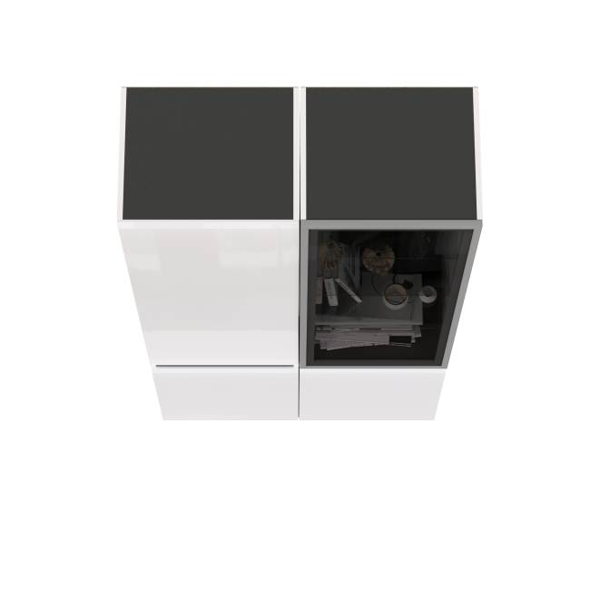 Сидней Шкаф-пенал с дверками и шкаф-витрина 13.201 цвет белый/чёрный/МДФ белый глянец/стекло