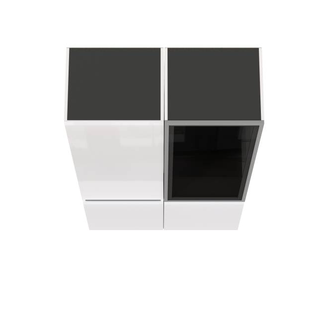 Сидней Шкаф-пенал с дверками и шкаф-витрина 13.201 цвет белый/чёрный/МДФ белый глянец/стекло