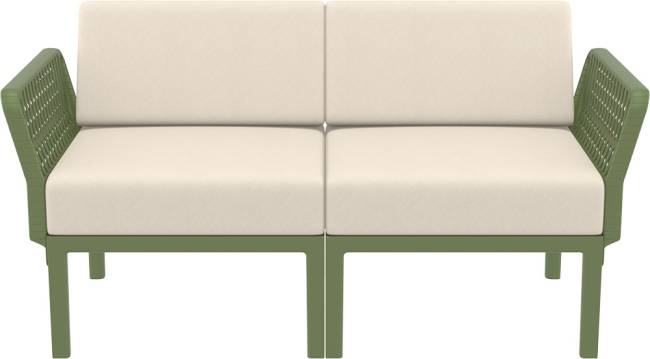 Диван пластиковый двухместный с подушками Portofino Lounge зеленый, бежевый 1600х800х690 мм Диван пластиковый двухместный с подушками Portofino Lounge зеленый, бежевый 1600х800х690 мм
