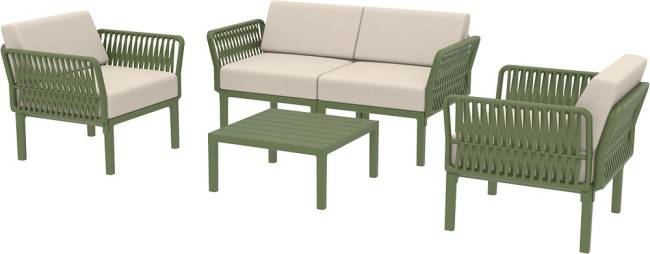 Диван пластиковый двухместный с подушками Portofino Lounge зеленый, бежевый 1600х800х690 мм Диван пластиковый двухместный с подушками Portofino Lounge зеленый, бежевый 1600х800х690 мм