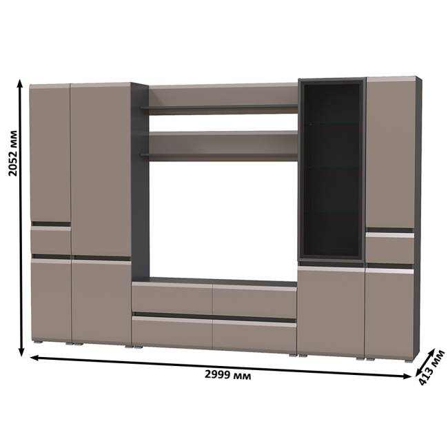 Сидней модульная мебель для гостиной № 66 цвет антрацит/МДФ веллюто капучино