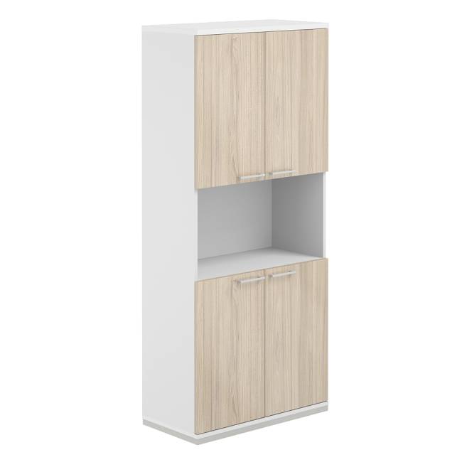 AG.220.WH.WH.AR.WH / Шкаф 5 ур. 800х400х1833 с нишей / корпус:белый, топ/дно:белый, фасады:акация равелло