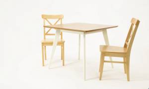 Стол Сканди М 100 слоновая кость/натур со стульями Ингольф натур