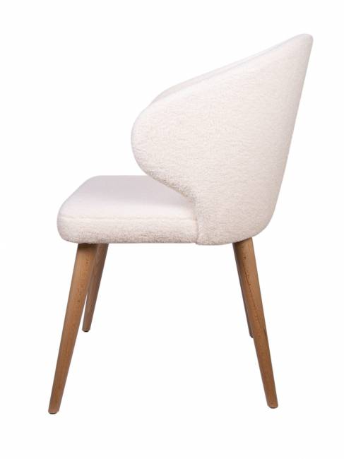 Дизайнерский стул Ariel букле белый, опора бук натуральный