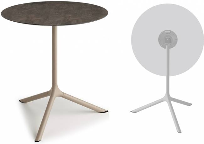 Стол ламинированный обеденный складной Tripe Maxi Folding тортора, кортен Ø800х740 мм