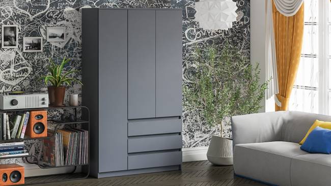 Широкий шкаф-комод Мори МШ1200.1 цвет графит