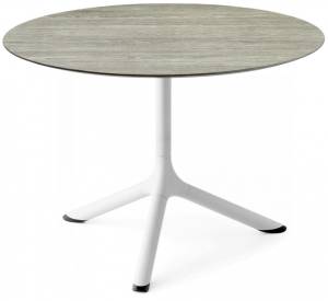 Столик ламинированный кофейный Tripe белый, состаренный серый дуб Ø700х510 мм