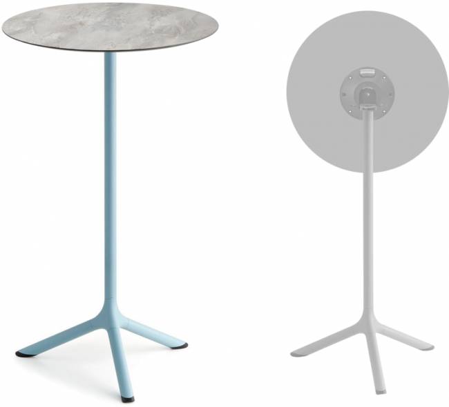 Стол ламинированный барный складной Tripe Folding голубой, каменный Ø600х1100 мм Стол ламинированный барный складной Tripe Folding голубой, каменный Ø600х1100 мм