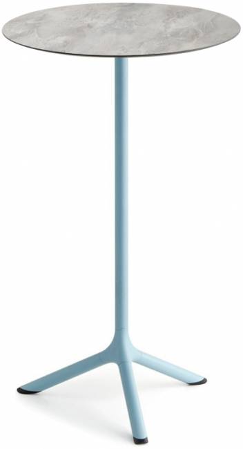 Стол ламинированный барный складной Tripe Folding голубой, каменный Ø600х1100 мм Стол ламинированный барный складной Tripe Folding голубой, каменный Ø600х1100 мм