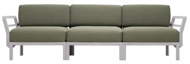 Диван пластиковый с подушками Maximo 3 гипс, тимьян 2685х940х790 мм Диван пластиковый с подушками Maximo 3 гипс, тимьян 2685х940х790 мм