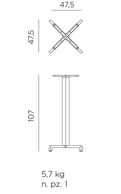 Подстолье металлическое барное Fiore High Special антрацит 475х475х1070 мм