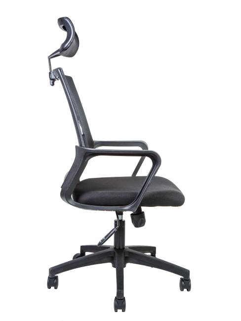 Кресло офисное / Бит / черный пластик / черная сетка / черная ткань