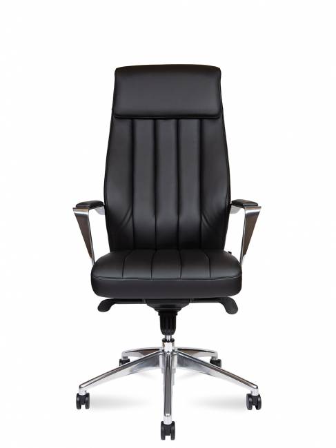 Кресло офисное / Madrid Black / алюминиевая  база / черная экокожа