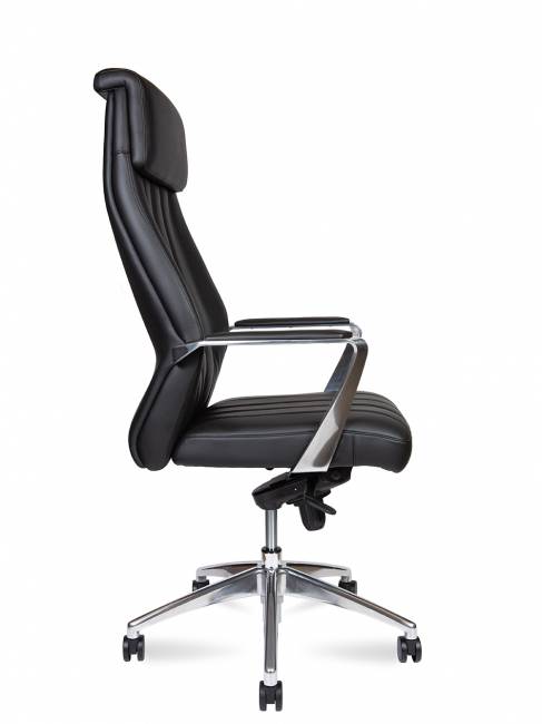 Кресло офисное / Madrid Black / алюминиевая  база / черная экокожа