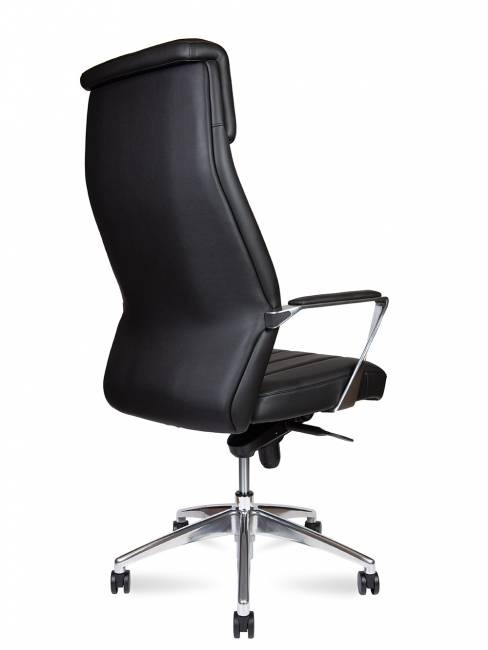 Кресло офисное / Madrid Black / алюминиевая  база / черная экокожа