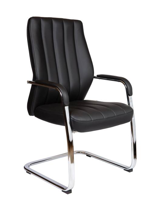 Кресло офисное / Madrid Black / алюминиевая  база / черная экокожа