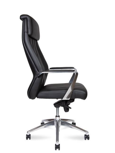 Кресло офисное / Madrid Black / алюминиевая  база / черная экокожа