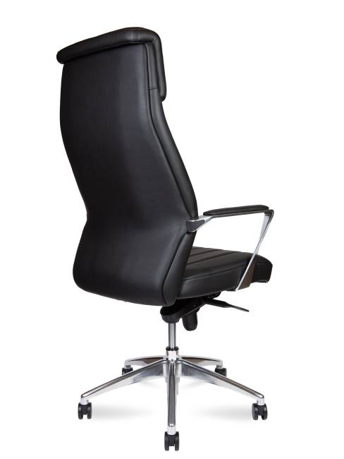 Кресло офисное / Madrid Black / алюминиевая  база / черная экокожа