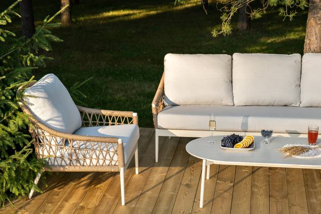 "Венеция" лаунж-зона из искусственного ротанга, цвет соломенный "Венеция" лаунж-зона из искусственного ротанга, цвет соломенный