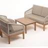 "Канны" лаунж-зона 4-местная из роупа со столиком "Канны" цвета "дуб", основание дуб, роуп бежевый