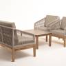 "Канны" лаунж-зона 4-местная из роупа со столиком "Канны" цвета "дуб", основание дуб, роуп бежевый