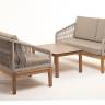 "Канны" лаунж-зона 4-местная из роупа со столиком "Канны" цвета "дуб", основание дуб, роуп бежевый