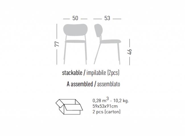 Стул на металлокаркасе с обивкой Nuta Light 500х530х770 мм