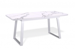 Стол керамический Vavilon 140-180*80*76 белый мрамор/белый