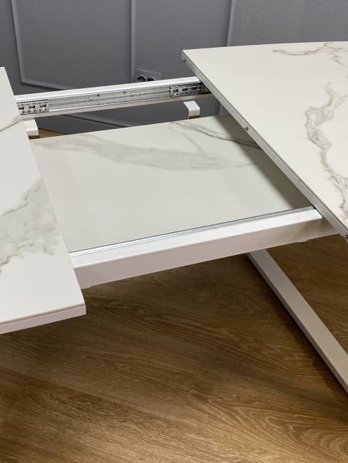 Стол керамический Vavilon 140-180*80*76 белый мрамор/белый Стол керамический Vavilon 140-180*80*76 белый мрамор/белый