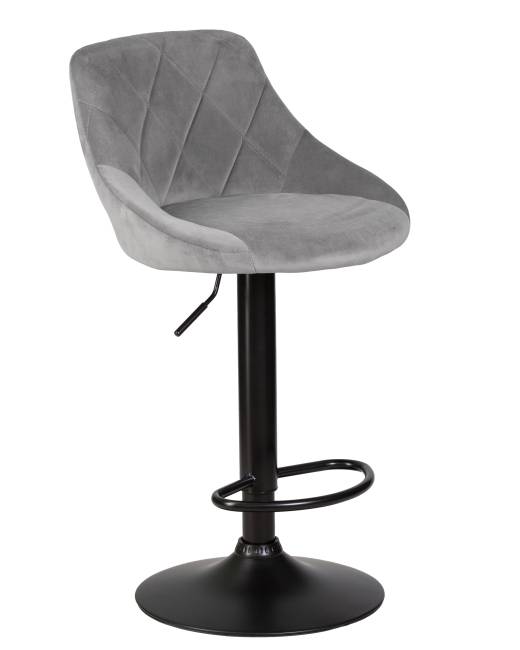 Стул барный DOBRIN LOGAN BLACK, серый велюр (MJ9-75)