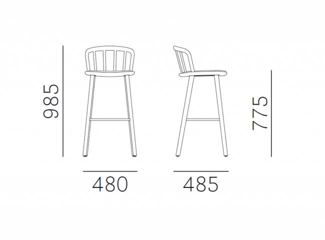 Стул барный с обивкой Nym 480х485х985 мм
