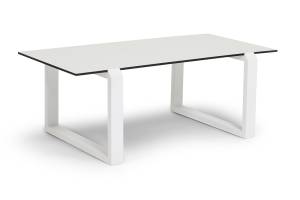 "Варадеро" журнальный стол из HPL 110х60 H43, каркас алюминий белый муар, цвет столешницы "молочный"