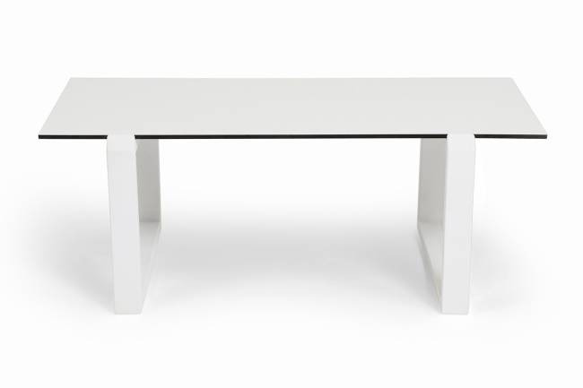 "Варадеро" журнальный стол из HPL 110х60 H43, каркас алюминий белый муар, цвет столешницы "молочный"