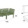 Диван пластиковый двухместный с подушками Portofino Lounge зеленый, светло-коричневый 1600х800х690 мм Диван пластиковый двухместный с подушками Portofino Lounge зеленый, светло-коричневый 1600х800х690 мм