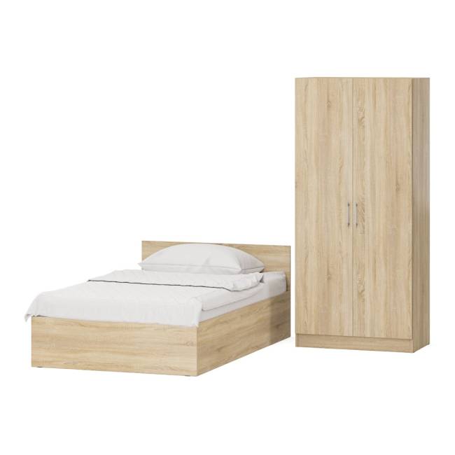 Односпальная кровать с ящиками 1200 со шкафом для одежды 2-х створчатым Стандарт цвет дуб сонома