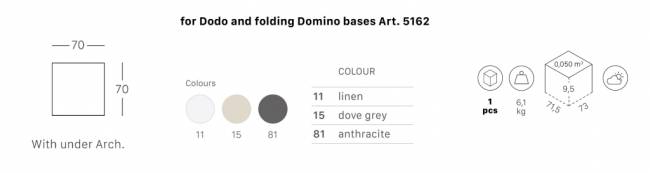 Столешница пластиковая квадратная для подстолья Dodo, Domino Folding лен 700х700 мм