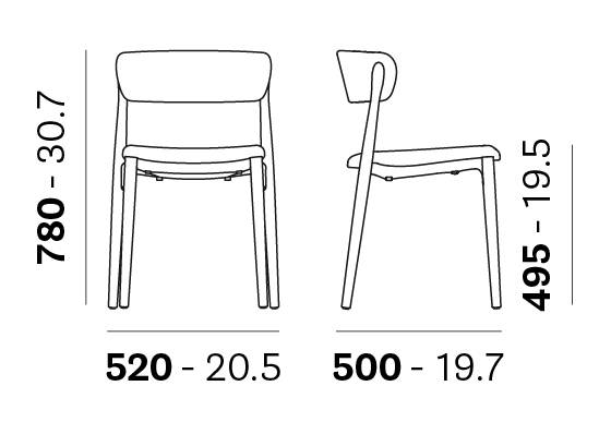Стул деревянный с обивкой Nemea беленый ясень 520х500х780 мм