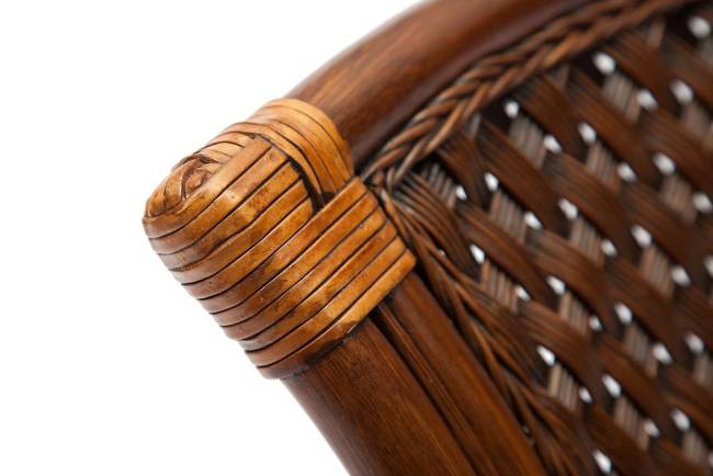 Комплект обеденный "ANDREA" ( стол со стеклом + 4 кресла + подушки) Pecan Washed (античн. орех), Ткань рубчик, цвет кремовый Pecan Washed (античн. орех)