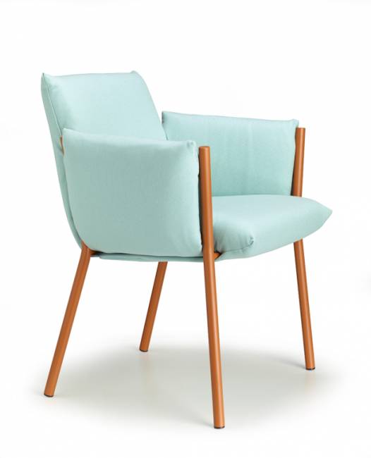 Кресло металлическое c подушками Brezza терракотовый, бирюзовый 620х550х790 мм Кресло металлическое c подушками Brezza терракотовый, бирюзовый 620х550х790 мм