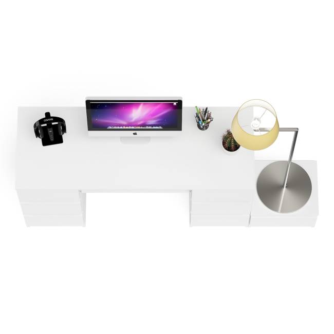 Компьютерный двухтумбовый стол Мори с дополнительной тумбой цвет белый