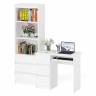 Стол компьютерный с тумбой с ящиками слева и стеллаж-комод МСТ600.3 Мори цвет белый