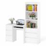 Стол компьютерный с тумбой с ящиками слева и стеллаж-комод МСТ600.3 Мори цвет белый