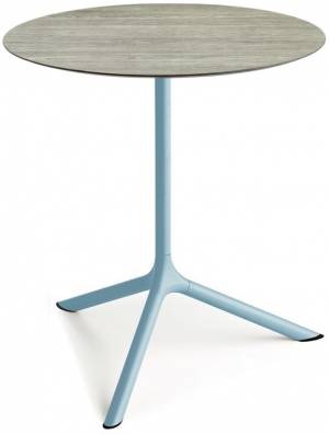 Стол ламинированный обеденный Tripe Maxi голубой, состаренный серый дуб Ø800х740 мм